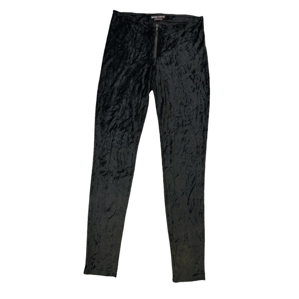 Alice + Olivia Black Crushed Velvet Pants Sz 6 Goth Whimsigoth Grunge